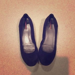 Prada kitten heel suede shoes